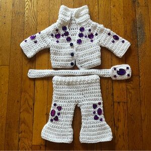 Elvis Crochet Baby Costume with Purple Accents